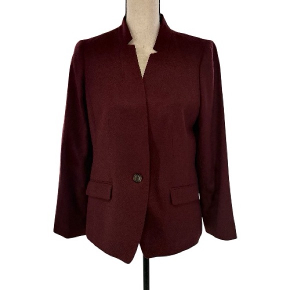 Talbots Italian Wool Burgundy Blazer Jacket Petite 10P – Woven in Italy - Picture 1 of 15